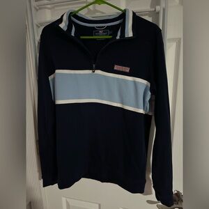 Vineyard vines 1/4 zip men’s sweater blue wl blue & white strip the shep shirt